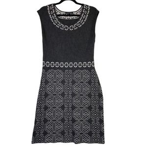 41 Hawthorn Primrose Gray Fair Isle Cap Sleeve Sweater Dress Size Large